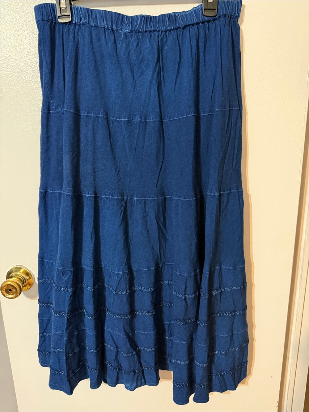 Studio West Navy Blue Tiered Maxi Skirt